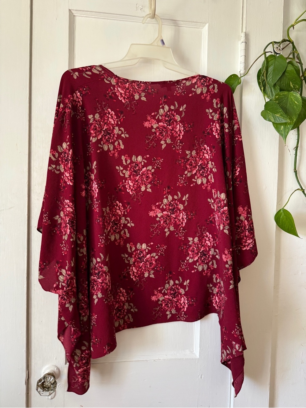 Moa Moa size XL Floral Kimono Cardigan in Burgundy - Picture 6 of 7